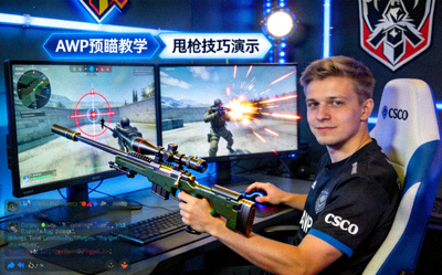 CSGO职业选手s1mple直播AWP狙击预瞄与甩枪教学实况画面