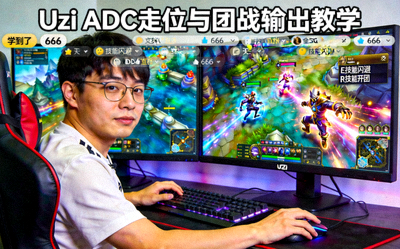 英雄联盟知名选手Uzi直播ADC走位与团战输出教学实况画面